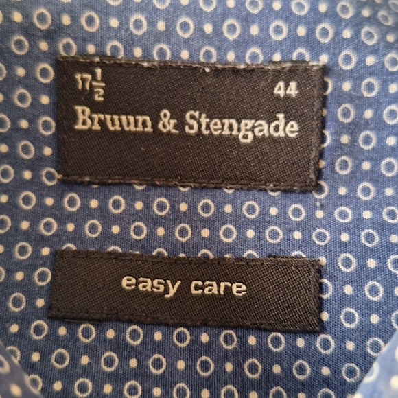 Bruun & Stengade Men's Blue Button Down Shirt Size 17.5 x 44 - Picture 2 of 5